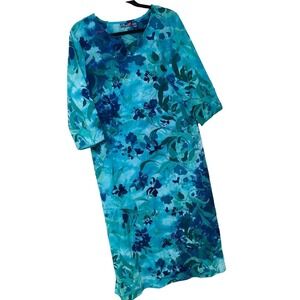 Y2K Phool Maxi Dress Watercolor Floral Forest Purple Green Women's L